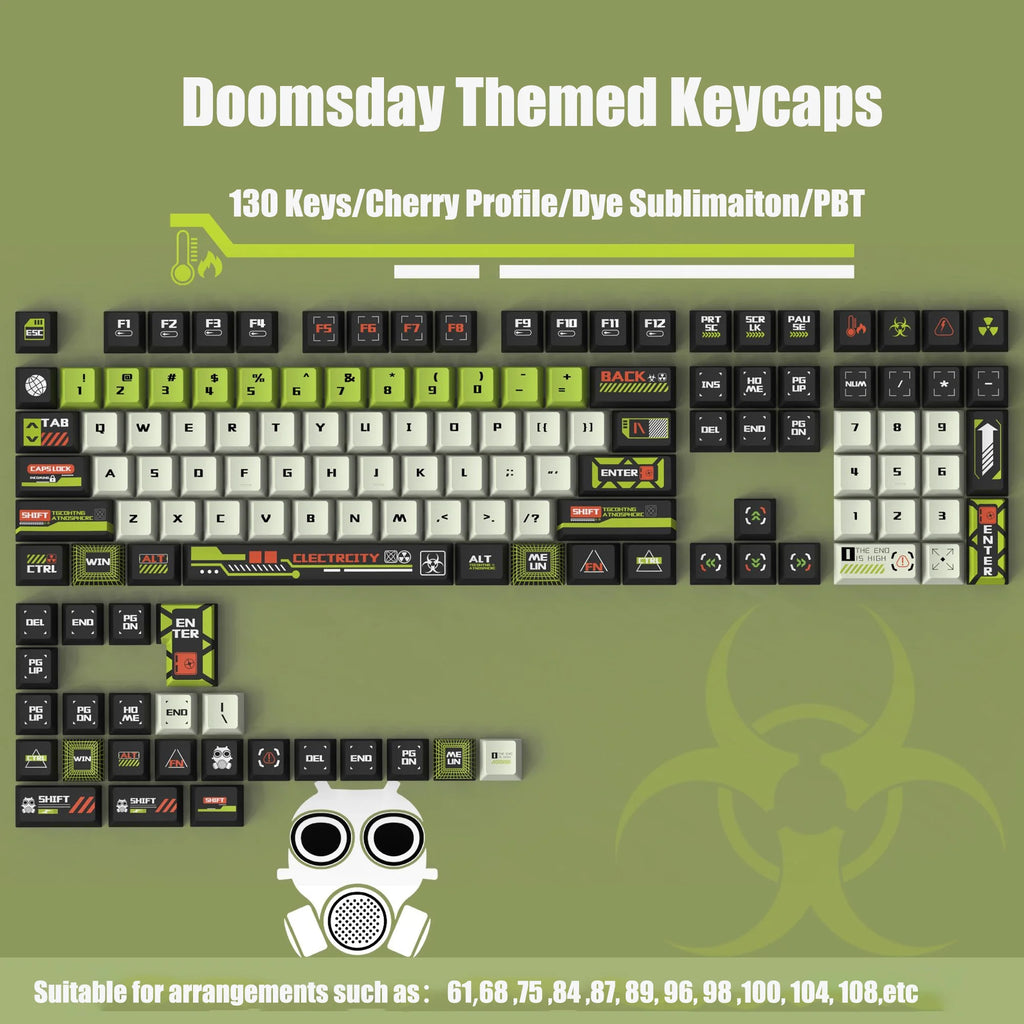 130 Keys Printstream PBT Keycaps – Cherry Profile, 5-Side Dye-Sublimation, for Gateron MX Switches Mechanical Gaming Keyboard