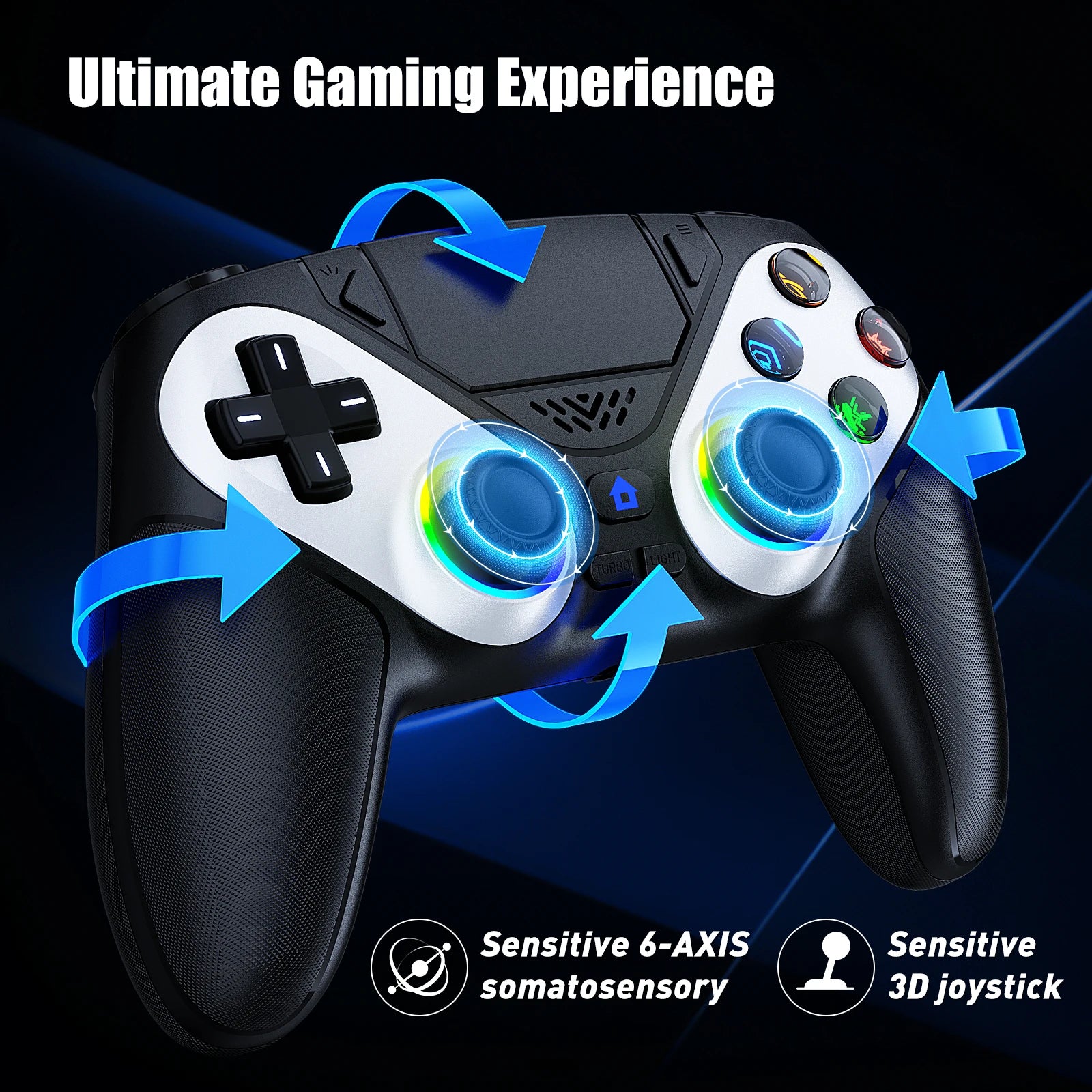 Controller for PS5/Playstion 5 Pro/Slim/PC Wireless Gamepad Hall Effect Trigger RGB Turbo Vibration Programmable Button Joystick