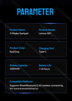 Lenovo X01 1.44inch Smart Screen Wireless Controller 3 Modes for Switch PS4 IOS Android PC TV Programmable Back-Button Gamepad