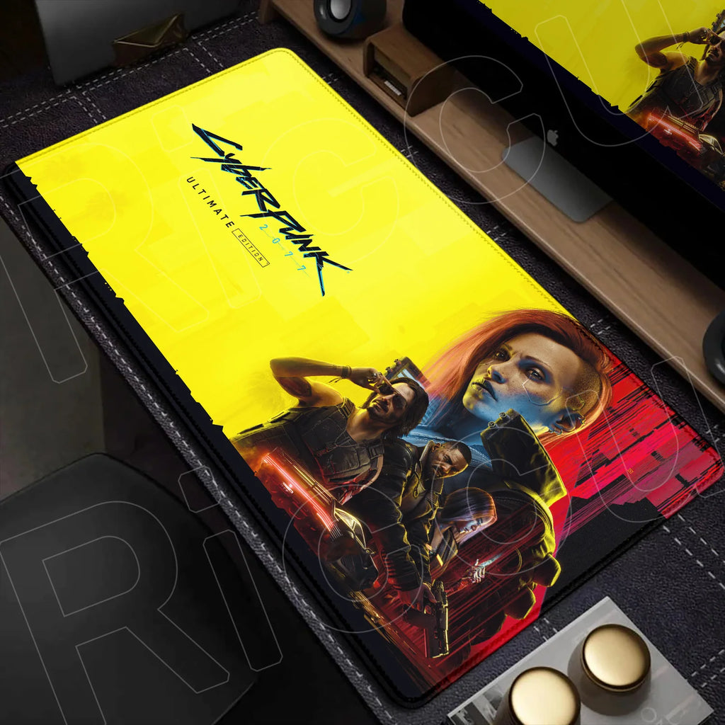 900x400mm HD Print Anime C-Cyberpunks Style Keyboard Mousepad XXL Large Computer Gamer Stitch Edge Rubber Non-slip Base Desk Mat
