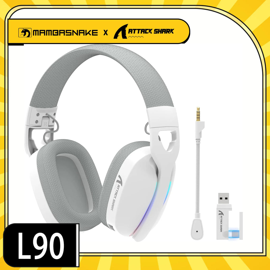 MAMBASNAKE x ATTACK SHARK L90 RGB Wireless Gaming Headset – Triple Mode, Foldable, Detachable Mic