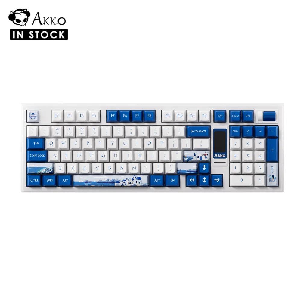 Akko 5098B Santorini Mechanical Keyboard – 96 Keys, Wireless, TFT Screen & Vertical Knob, Hot-Swappable, RGB Backlit, Gasket Mount
