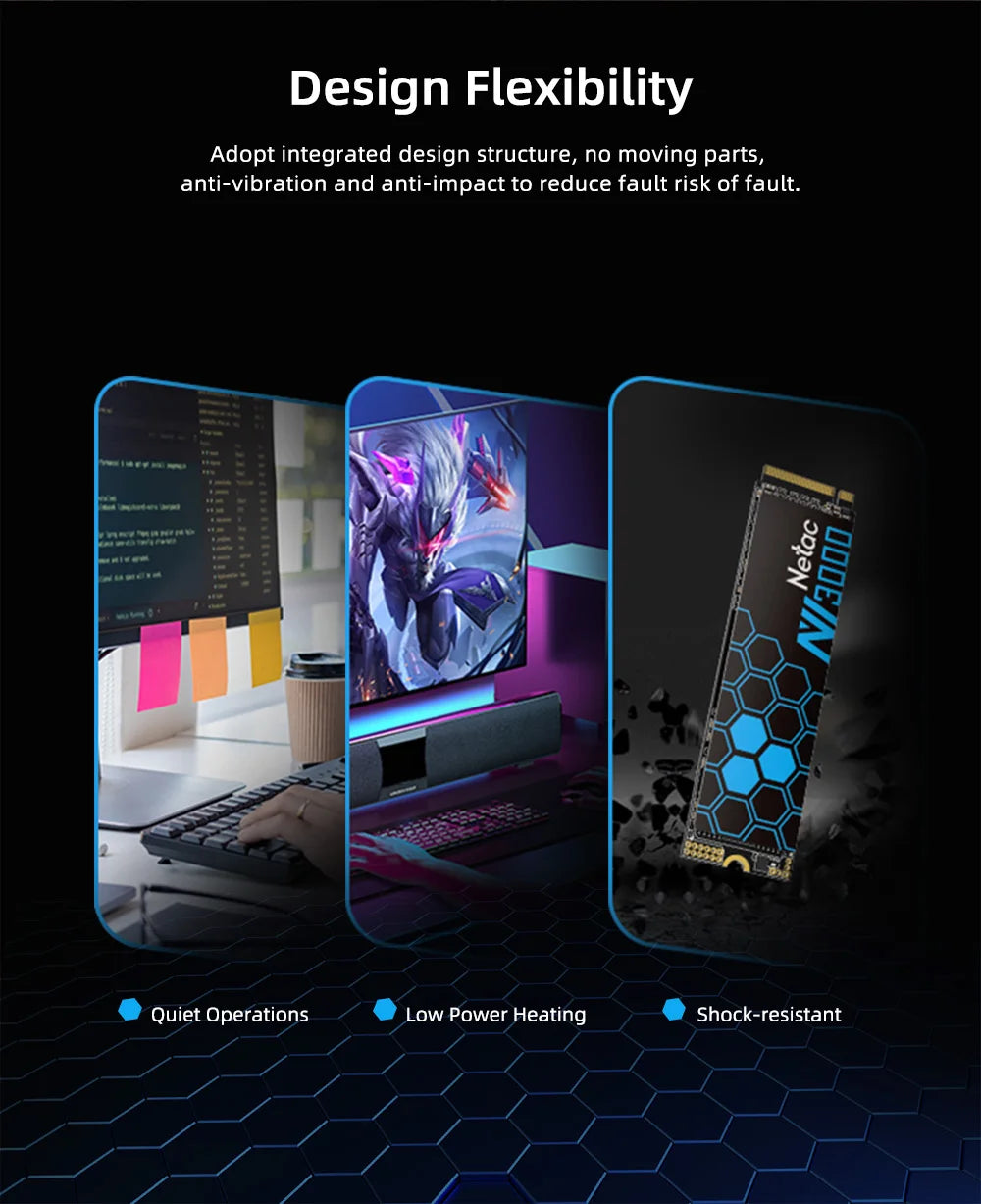 Netac NVMe SSD M2 1TB 2TB 500GB 250GB 3500MB/s SSD PCIe3.0 M.2 2280 SInternal Solid State Drives Disk NV3000 for Laptop Desktop