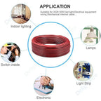 2-Pin Electrical Wire – Tinned Copper, PVC Insulated Red & Black Cable, for Single-Color LED Strip Light Extension, 18/26/28 AWG