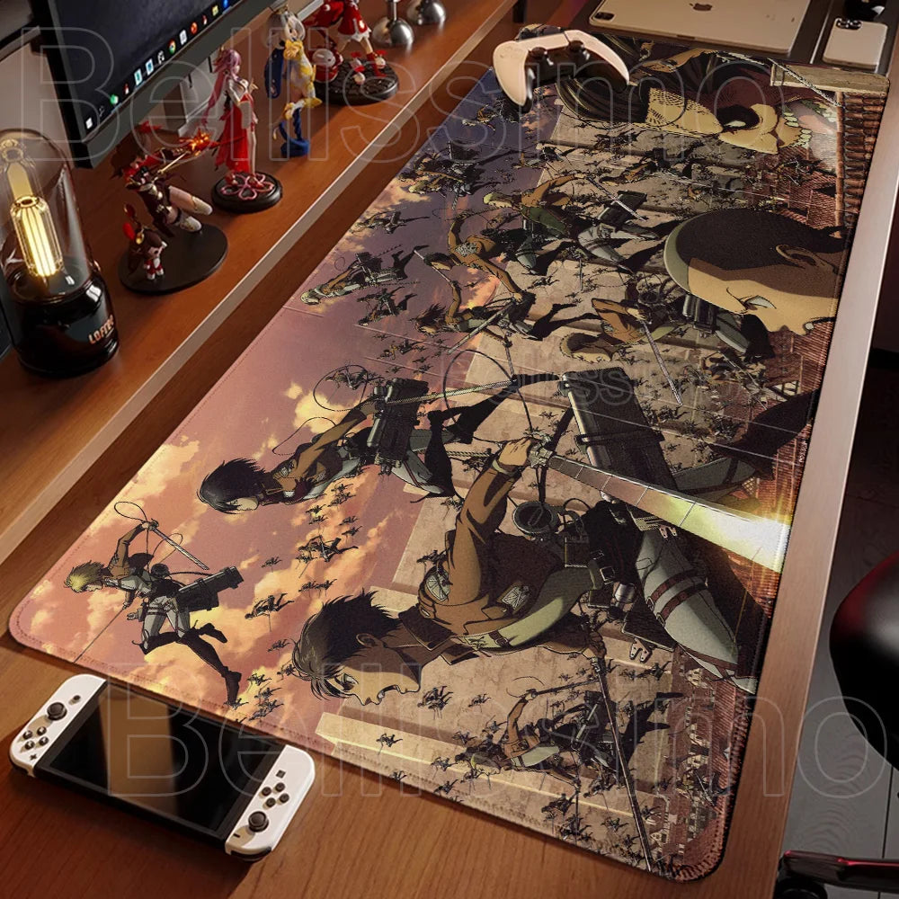 Anime Attack On Titan Mouse Pad Computer Non-slip Gaming Mousepad XXL Locking Edge Game PC Laptop Keyboard Mouse Mat Desk Carpet