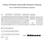 132 Keys Korean Layout Keycaps – Cherry Profile, White Transparent PC Keycaps, UV Printing Crystal Keycaps for MX Switches Gaming Keyboard