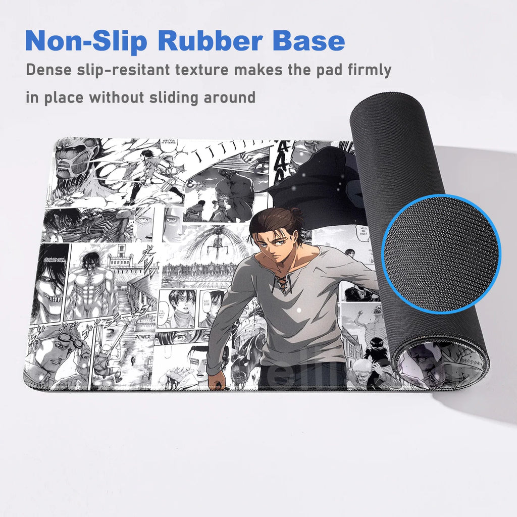 Anime Attack On Titan Mouse Pad Computer Non-slip Gaming Mousepad XXL Locking Edge Game PC Laptop Keyboard Mouse Mat Desk Carpet