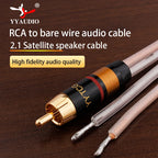 Hi-Fi RCA Speaker Cable – Bare Wire with Replaceable Plug, Speaker Wire to RCA Plug Connector Adapter, RCA to Bare Wire