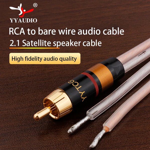 Hi-Fi RCA Speaker Cable – Bare Wire with Replaceable Plug, Speaker Wire to RCA Plug Connector Adapter, RCA to Bare Wire