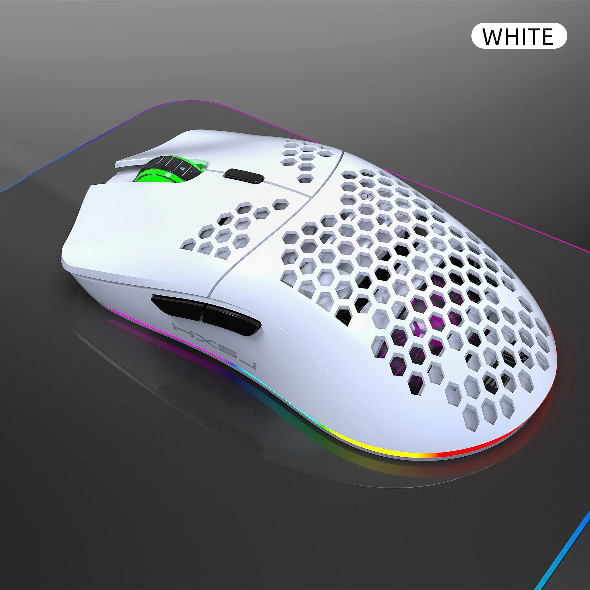 RGB Ultralight Honeycomb Wireless Gaming Mouse – 2.4G Wireless, Charging Support, 3,600 DPI, 6-Button Design, for Laptop & PC Gamers