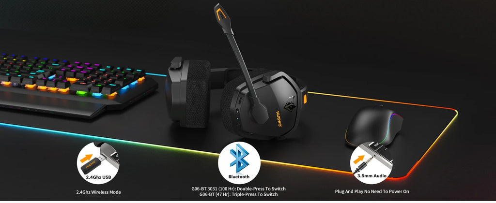NUBWO G06 Dual Wireless Gaming Headset – 2.4GHz & Bluetooth 5.3, Mic, Multi-Platform