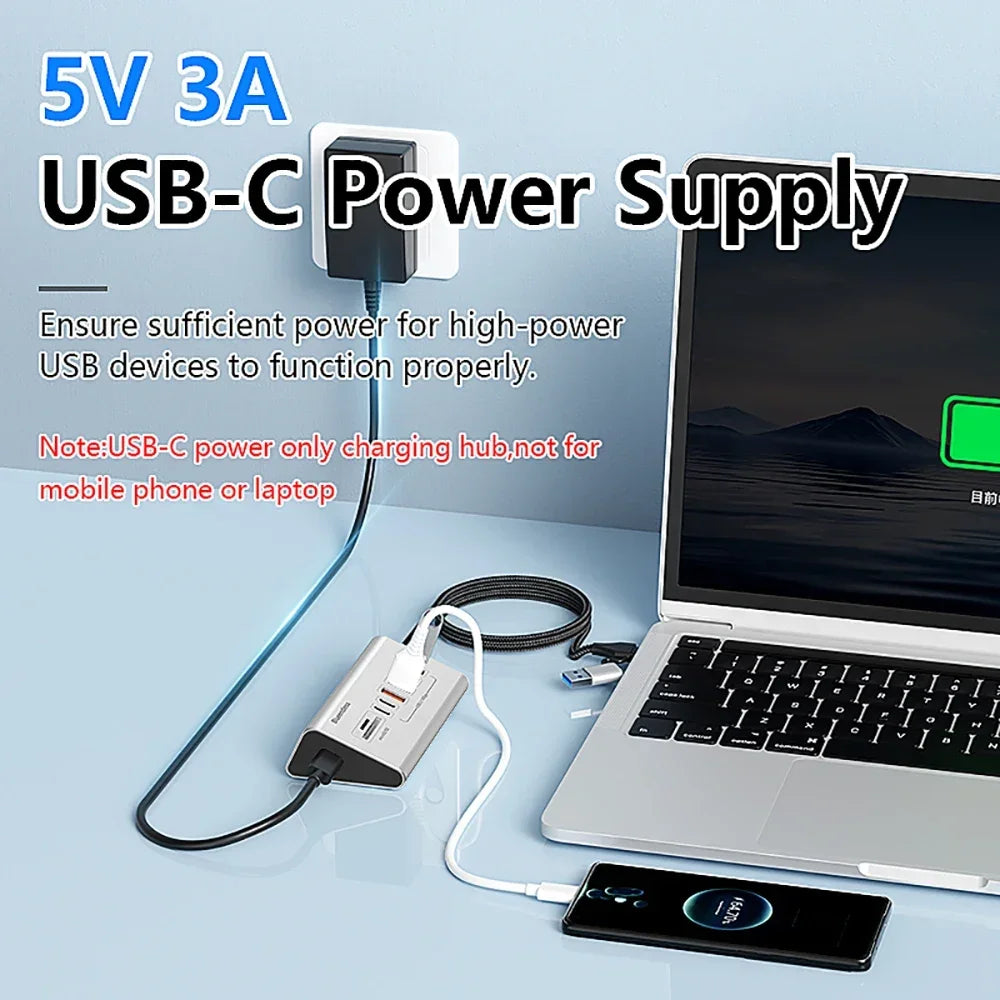 10Gbps USB 3.2 Docking Station USB Hub Type C Splitter with Card Reader Aluminum Alloy Multi 8/9 Ports Switch For PC Laptop