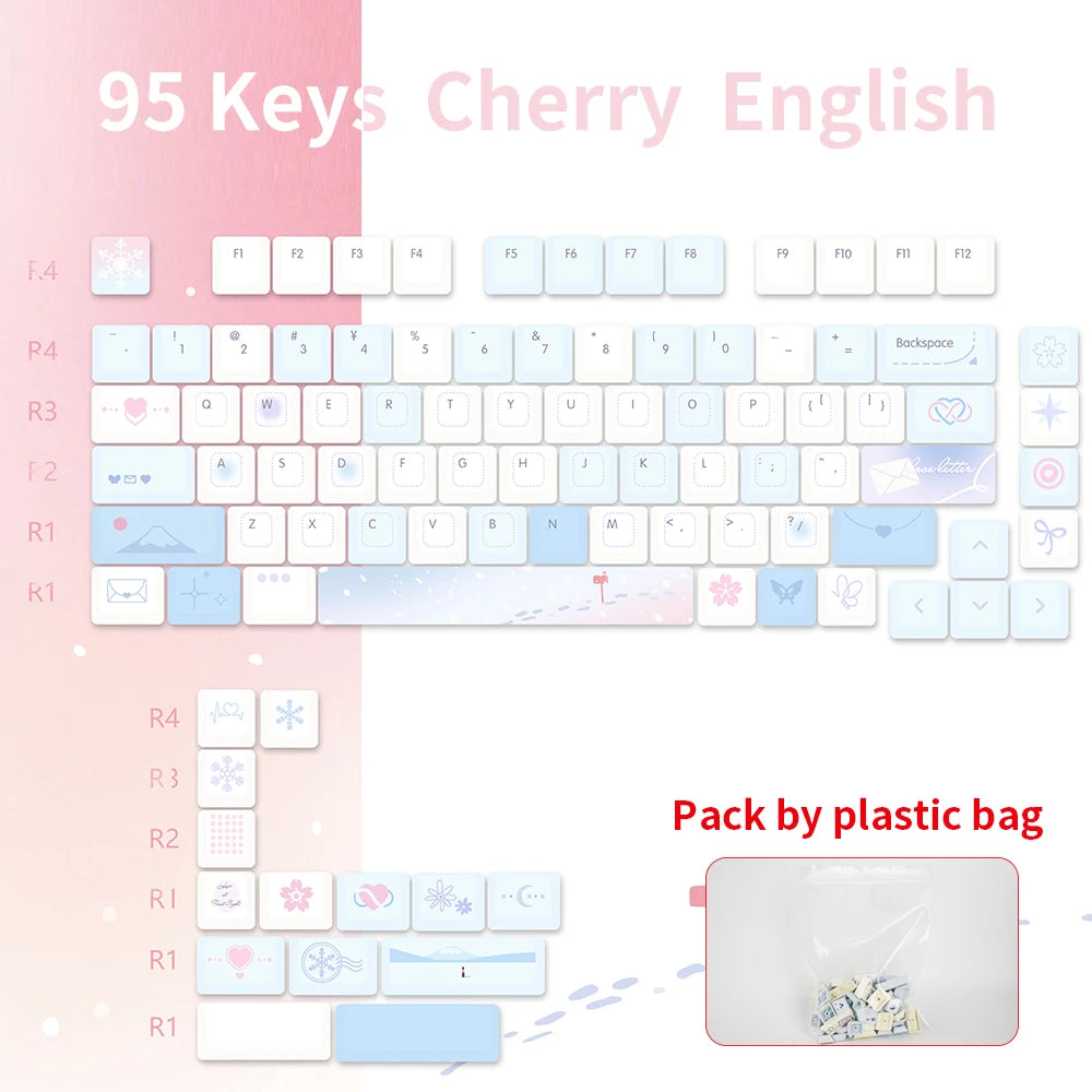 95 Keys Cherry Profile PBT Keycaps – Spark Conference Theme, for Gaming Mechanical Keyboard 61/64/68/75-Key Layouts, AULA F75 Compatible
