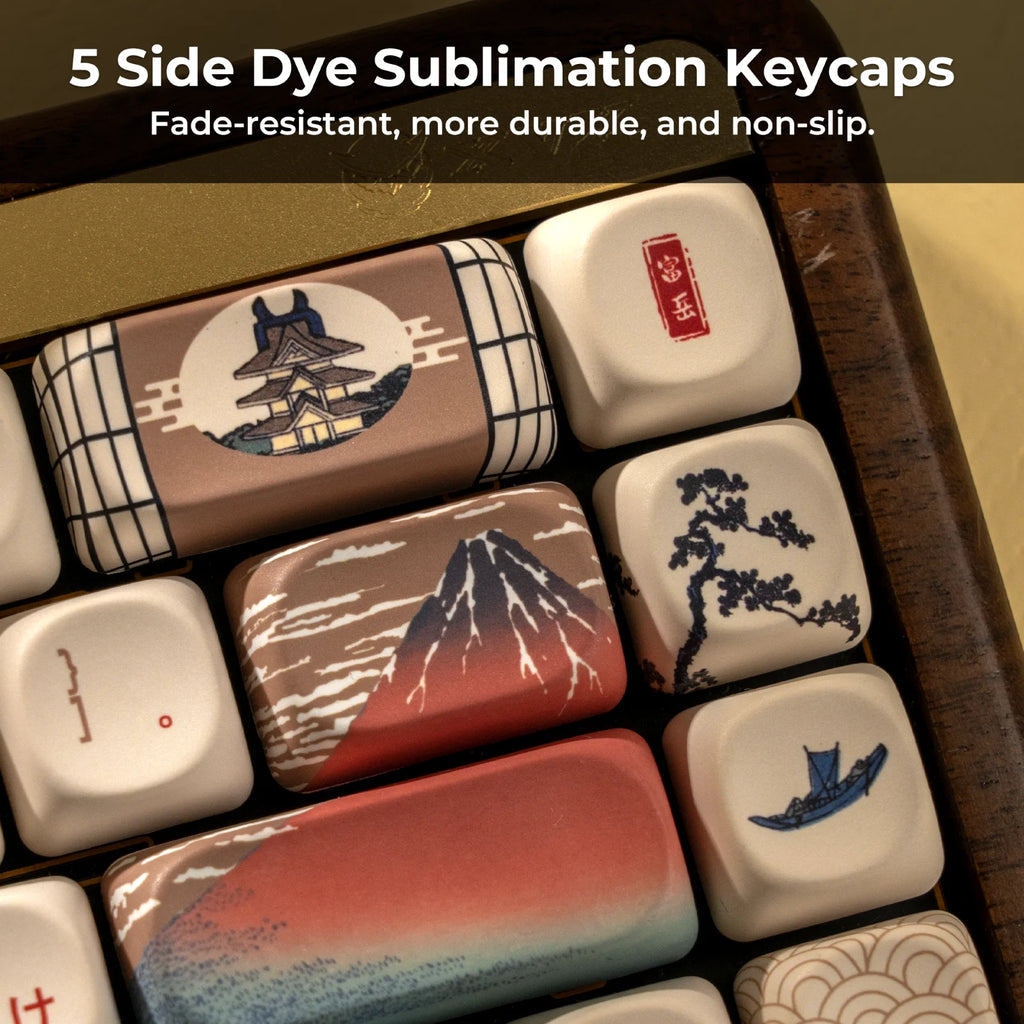 XVX Brown MOA Keycaps – Chinese Style PBT, 140 Keys, Thermal Sublimation, Cherry MX Mechanical Keyboard Keycaps Accessories