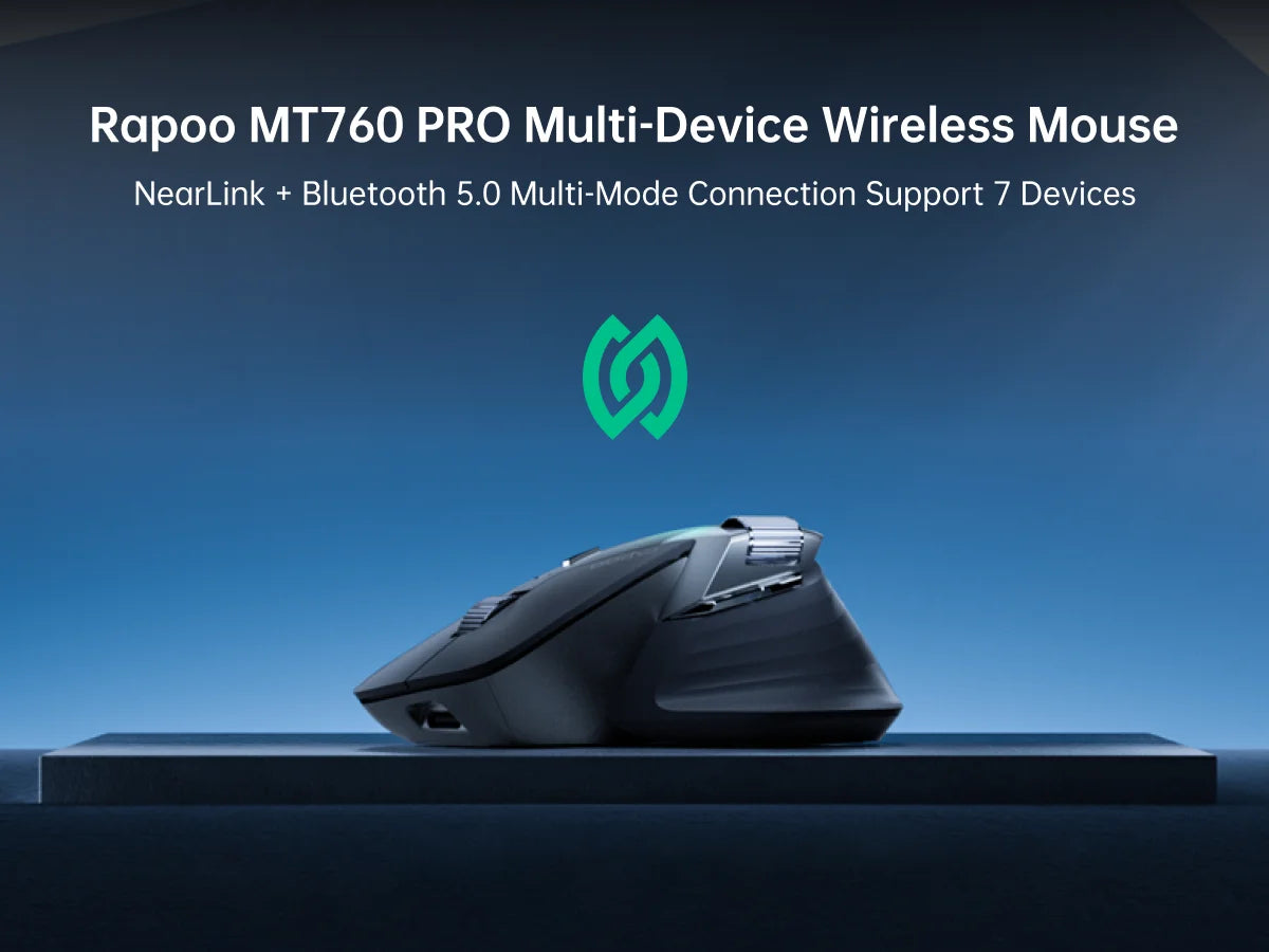 Rapoo MT760PRO Wireless Mouse – NearLink + Bluetooth 5.0, Multi-Device, 12,000 DPI, 2K Polling Rate, Ergonomic, Quiet Clicks