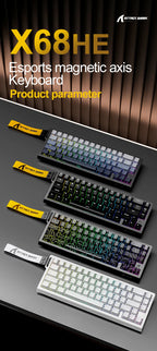 ATTACK SHARK X68HE Magnetic Mechanical Keyboard – Red Switch, Wired, 0.01mm Rapid Trigger, 8000Hz, SOCD/RS, 0.125ms, 128K Rate