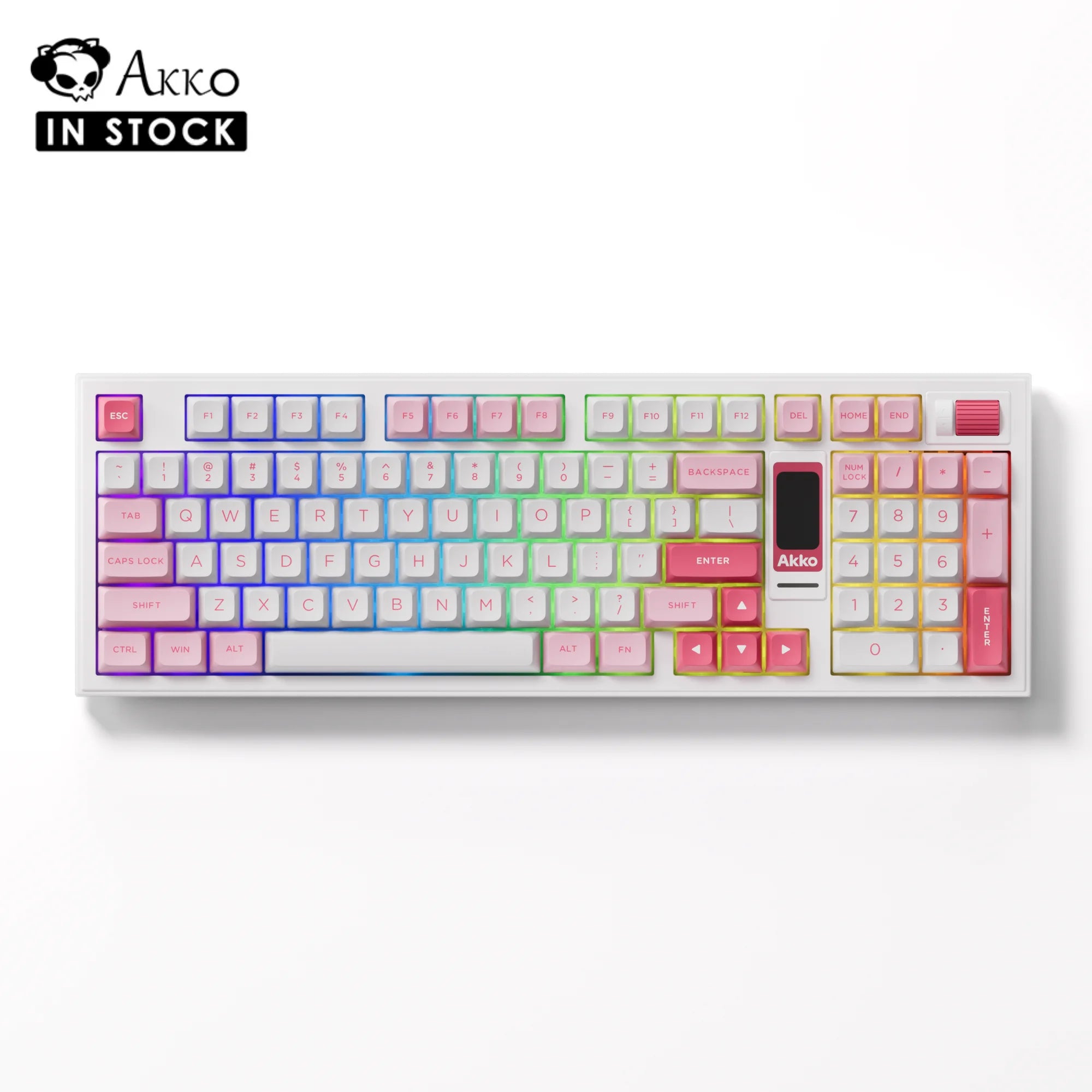 Akko 5098B Prunus Lannesiana Mechanical Keyboard – 96 Keys, Wireless, TFT Screen & Vertical Knob, Hot-Swap, RGB, Gasket Mount
