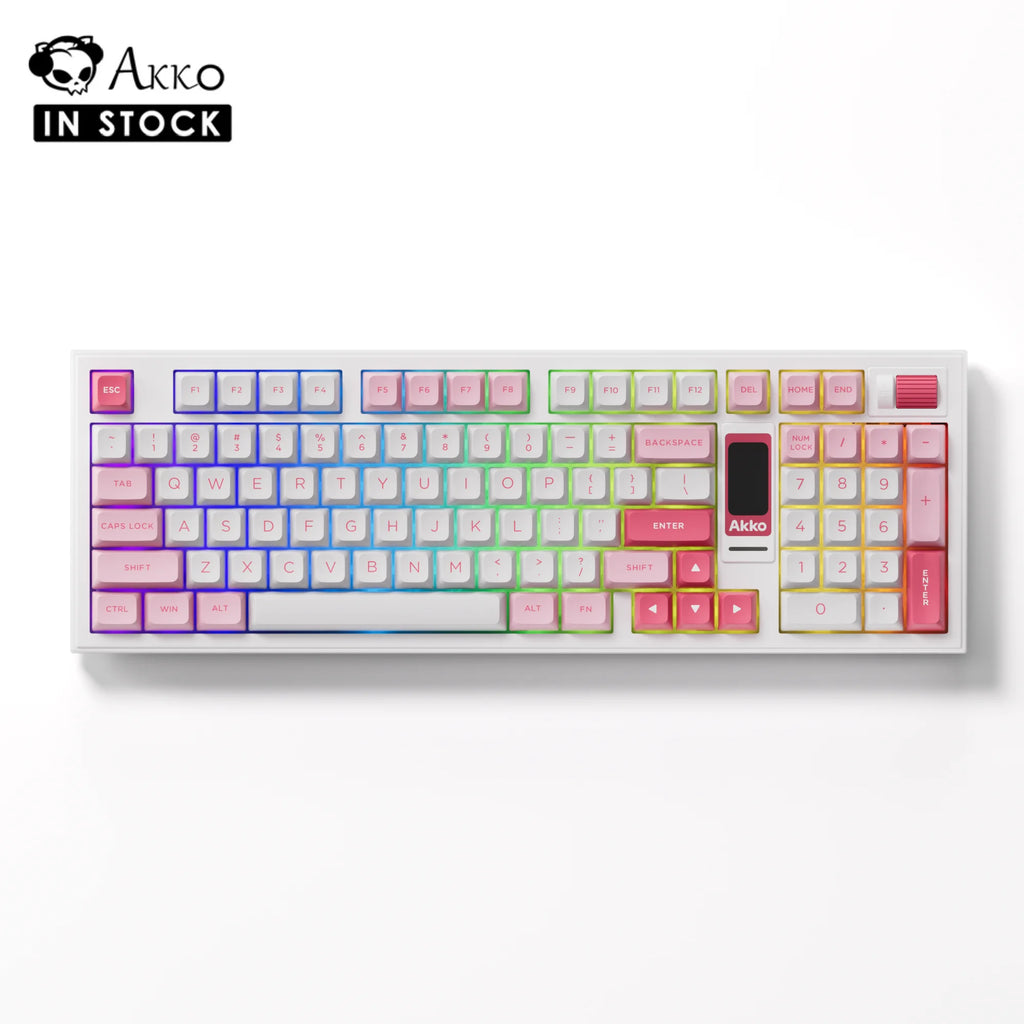 Akko 5098B Prunus Lannesiana Mechanical Keyboard – 96 Keys, Wireless, TFT Screen & Vertical Knob, Hot-Swap, RGB, Gasket Mount