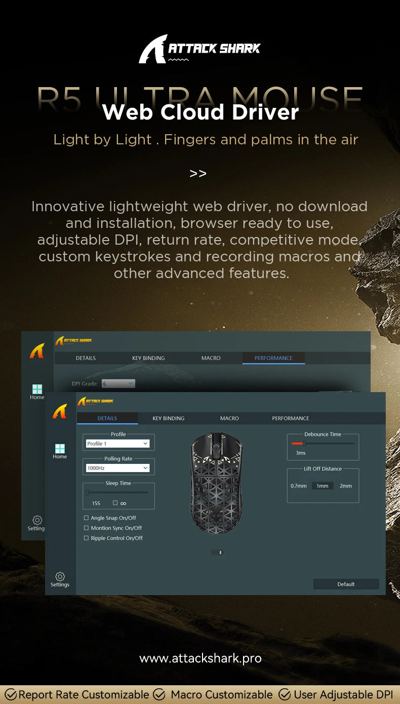ATTACK SHARK R5 ULTRA Wireless Gaming Mouse – 8K Polling Rate, PAW3950MAX Sensor, 42,000 DPI, Carbon Fiber Ultra-Light, Pro Esports Edition