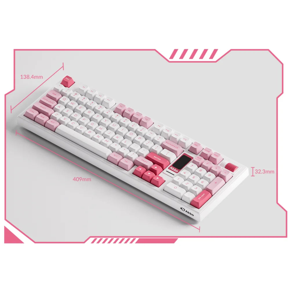 Akko 5098B Prunus Lannesiana Mechanical Keyboard – 96 Keys, Wireless, TFT Screen & Vertical Knob, Hot-Swap, RGB, Gasket Mount