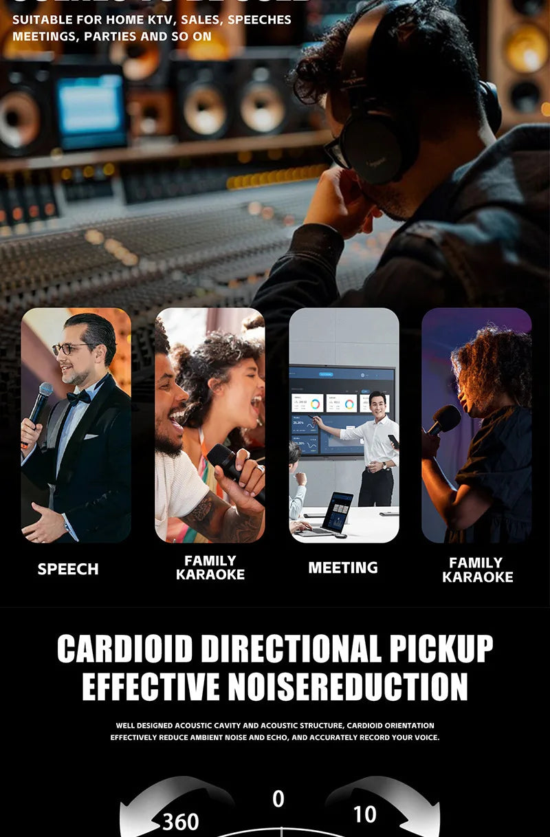 2.4G Wireless Microphone UHF Fixed Frequency 2 Channels Handheld Mic Micphone For Party Karaoke Professional Church Show Meeting