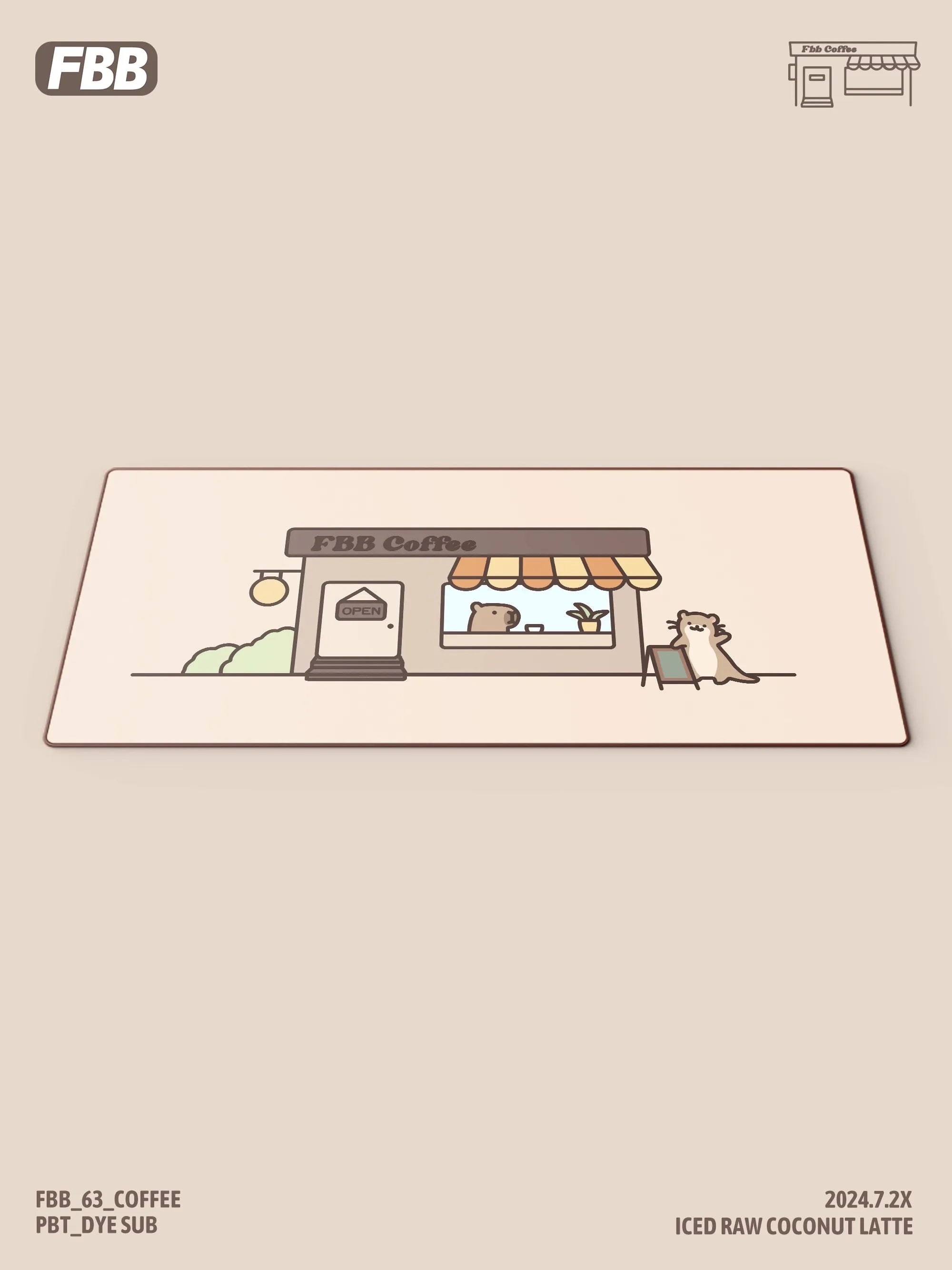 FBB Otter Coffee Theme Keycaps – PBT, Gaming Mechanical Keyboard Keycaps for MX Switch, PC Custom DIY Cute Artisan Accessory