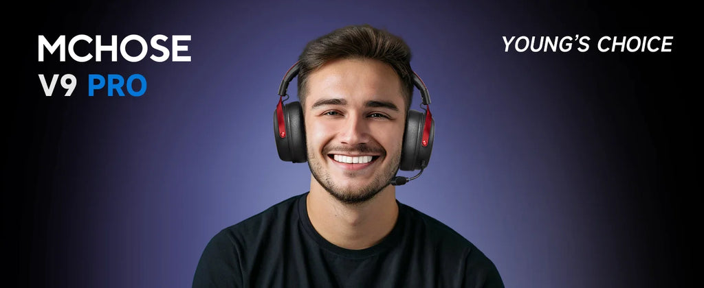 MCHOSE V9 Pro Wireless Gaming Headset – 7.1 Surround Sound, Noise-Canceling Mic, Low Latency