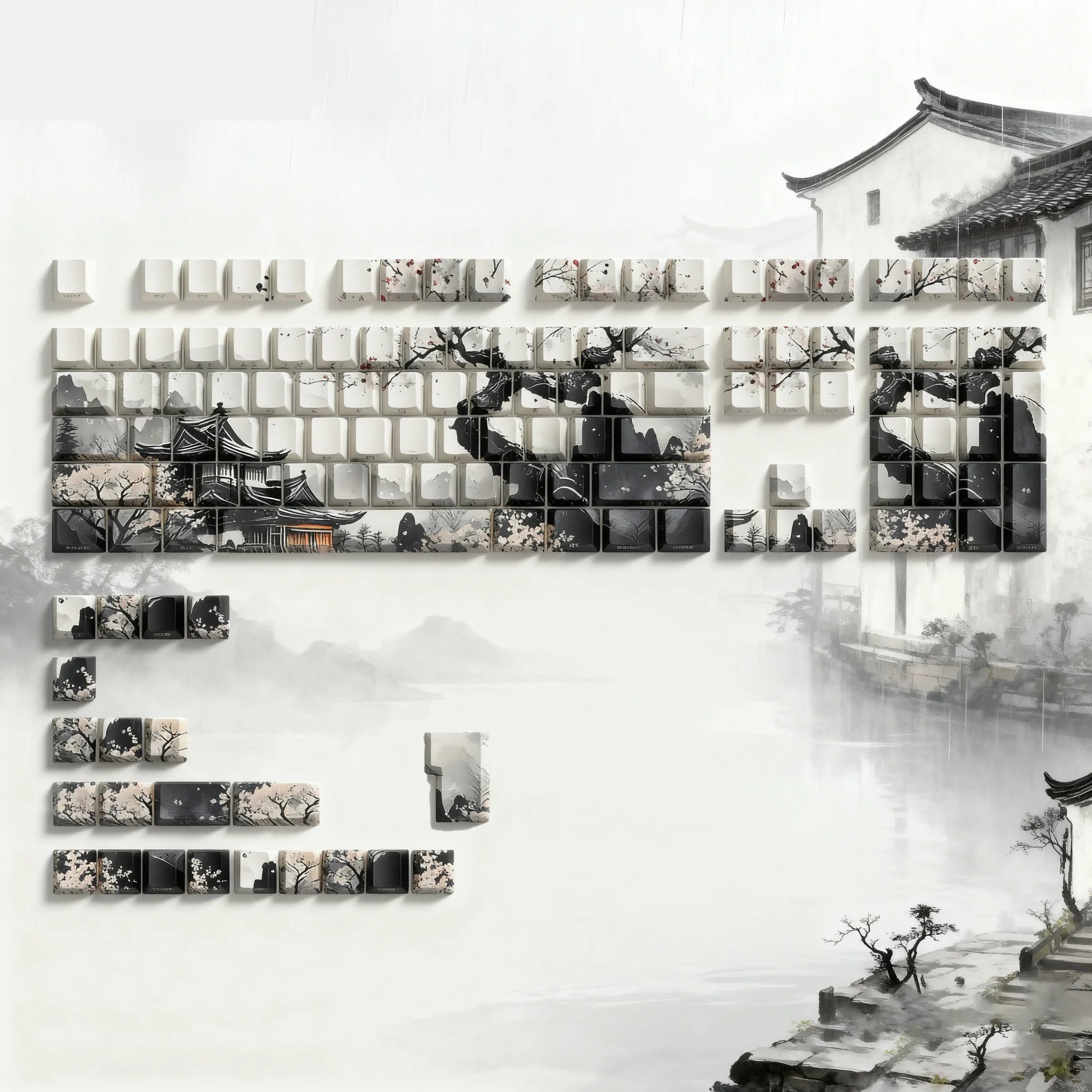 129 Keys Swordsman Keycaps – 5-Side Dye-Sub PBT, Cherry Profile, Side-Printed Shine-Through Keycaps for MX Switches Gaming Keyboard