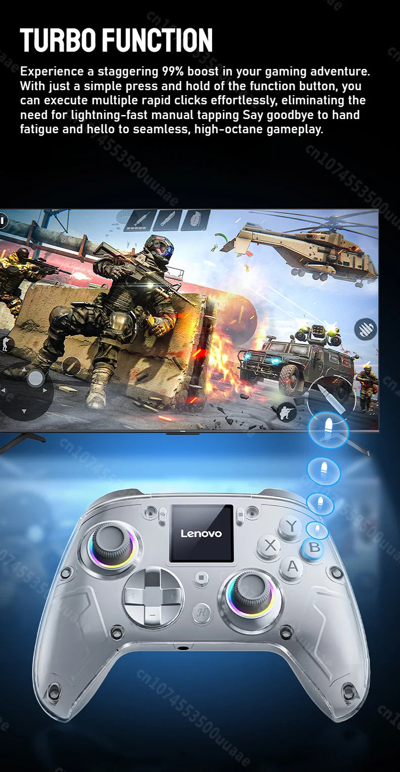 Lenovo X01 1.44inch Smart Screen Wireless Controller 3 Modes for Switch PS4 IOS Android PC TV Programmable Back-Button Gamepad