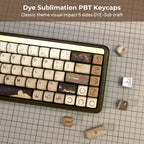 XVX Brown MOA Keycaps – Chinese Style PBT, 140 Keys, Thermal Sublimation, Cherry MX Mechanical Keyboard Keycaps Accessories