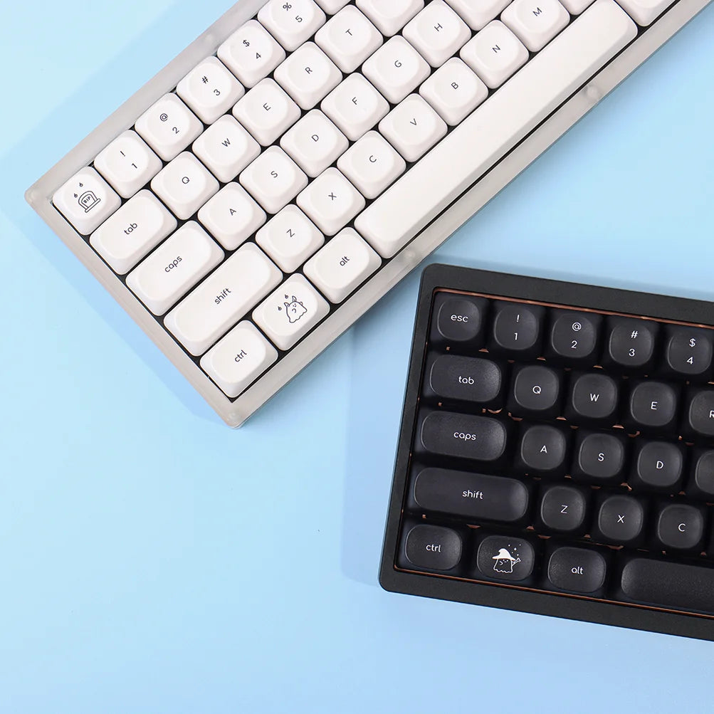 K124 Keycaps Small Font – Black & White PBT, Five-Sided Hot Sublimation, MOA Profile, Thickened 1.8mm, Mechanical Keyboard Keycaps (Wooting Compatible)