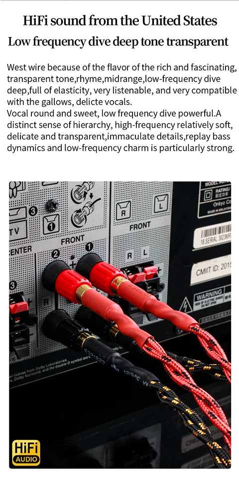 YYAUDIO One Pair of Hi-Fi Speaker Cables – High-End OCC Speaker Cable for Hi-Fi Audio Systems, Banana Plug Speaker Cable