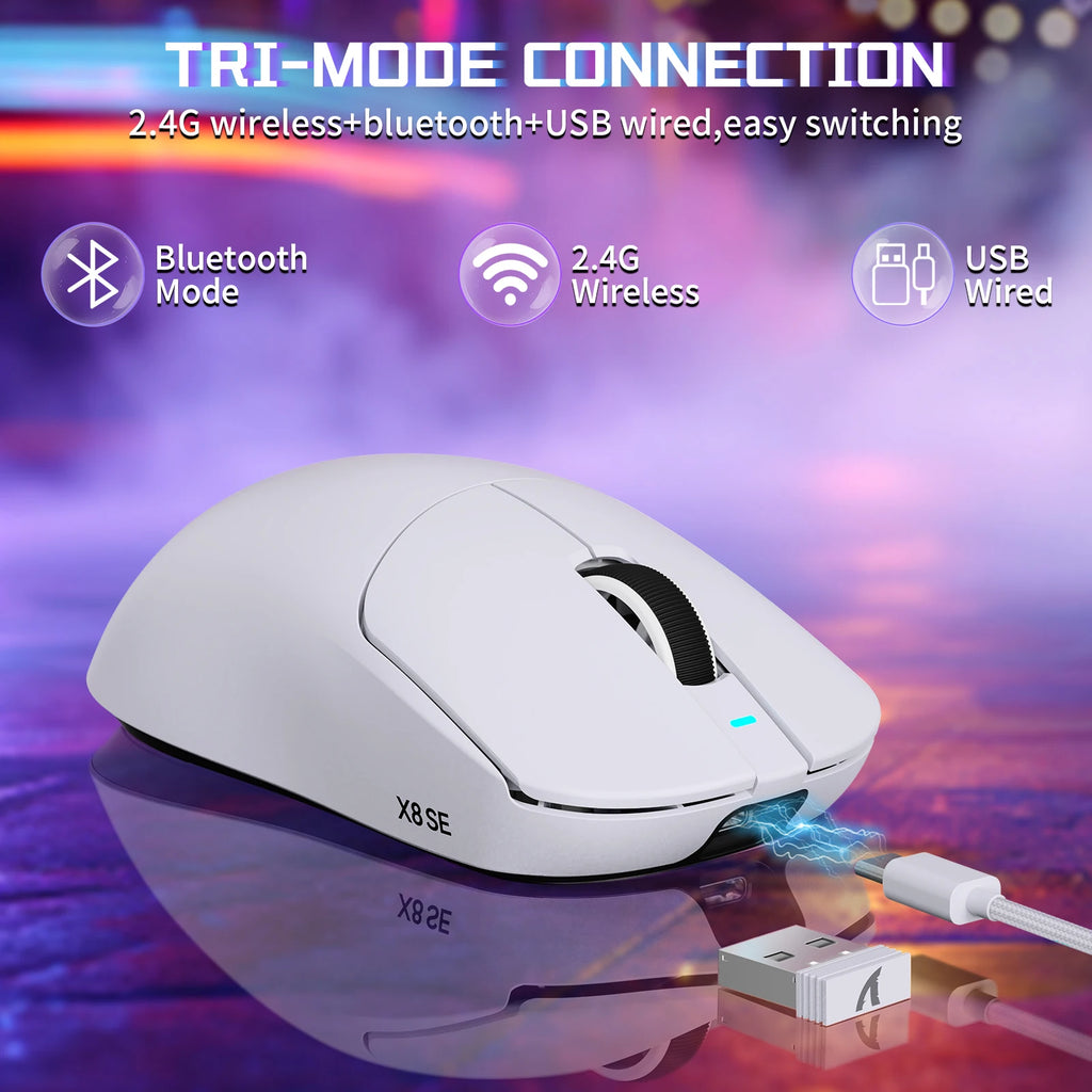 ATTACK SHARK X8SE Tri-Mode Wireless Gaming Mouse – PAW3311 Sensor, 25,000 DPI, 80 Million Clicks, Designed for Large Hands