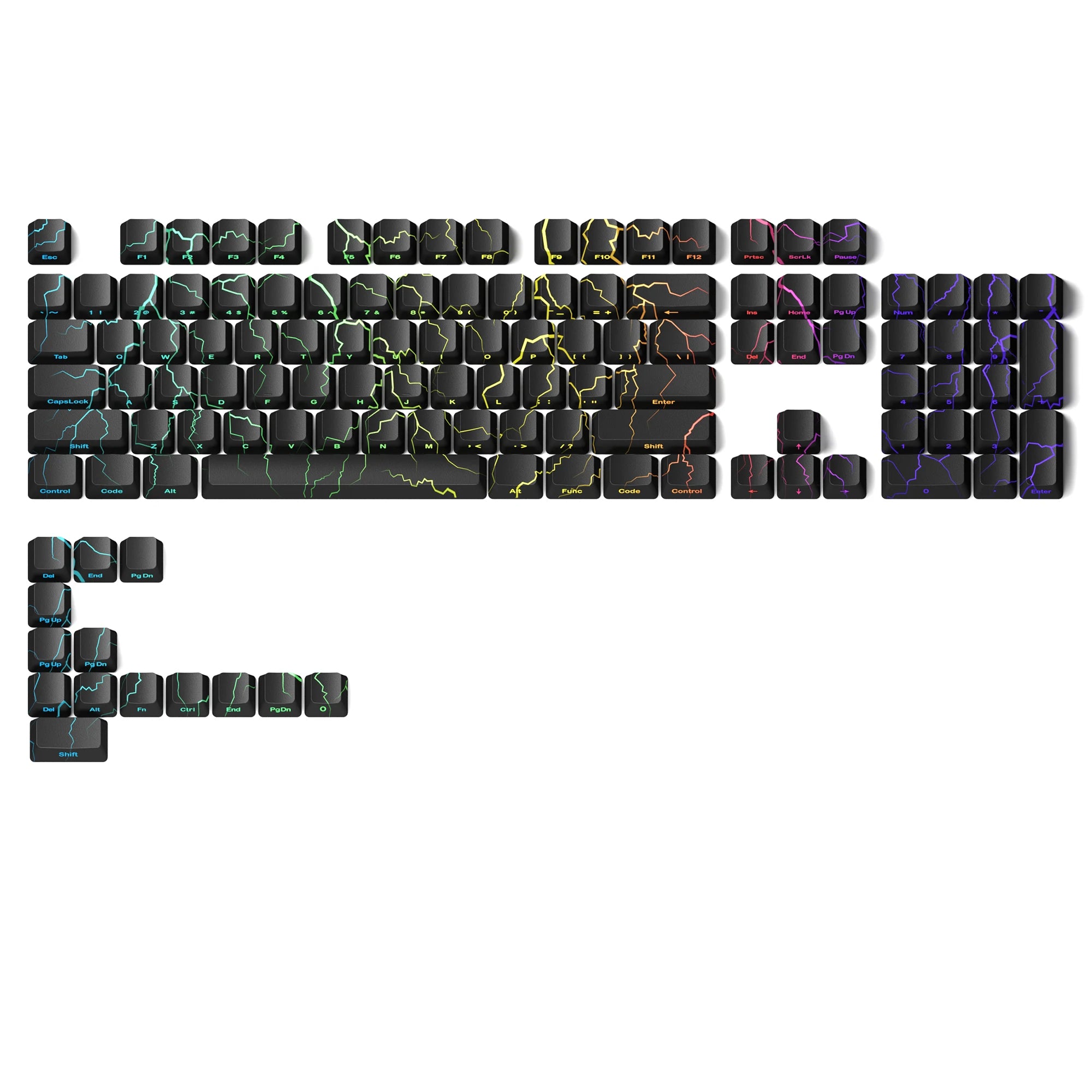 XVX Spider Web Keycaps – OEM Profile, Shine-Through IMD-Tech Keycap Set, 118 Keys, Black Backlight (Keycaps Only)