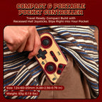 INE Retro Red Pocket Controller - Hall Effect Joysticks, 1000Hz Polling Rate, 6-Axis Gyro, Portable for Switch/PC/Mobile