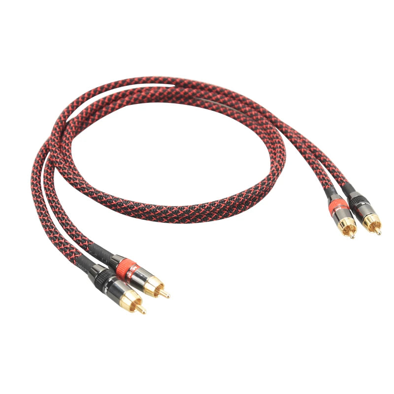 Hi-Fi 2RCA to 2RCA Audio Cable – High Quality 4N OFC, Male-to-Male RCA Cable, Independent Main-Core Shielding, One Pair