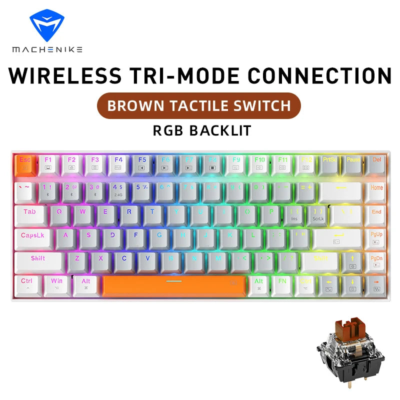 Machenike K500A-B84 Mechanical Keyboard – 75% TKL, 84 Keys, Hot-Swappable, Wired Gaming Keyboard, 6-Color Backlight