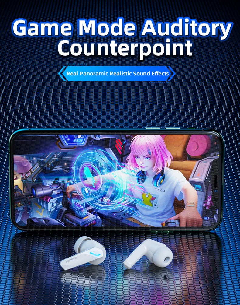 Lenovo GM2 Pro TWS Wireless Earbuds | Hi-Fi Stereo Gaming & Music Headset, Low Latency Dual-Mode Sports Headphones