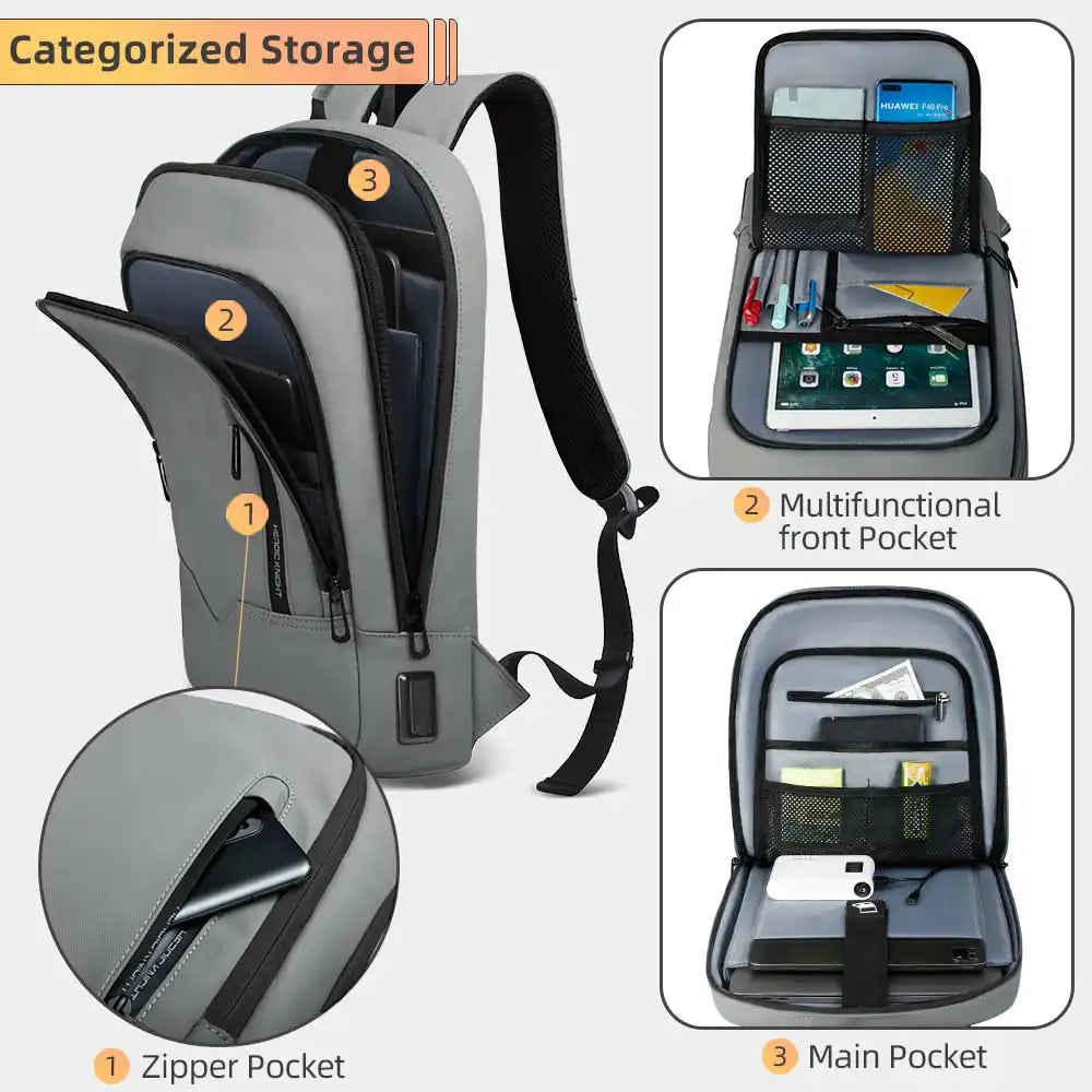 Heroic Knight Business Backpack - 14" Laptop, Waterproof, USB Charging, Multifunctional Travel Backpack