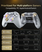 EasySMX D05 Wireless Gaming Controller Gamepad for PC/Switch/TV/Phone with Charging Dock RGB Hall Effect Joysticks Triggers