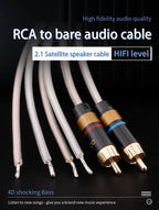 Hi-Fi RCA Speaker Cable – Bare Wire with Replaceable Plug, Speaker Wire to RCA Plug Connector Adapter, RCA to Bare Wire