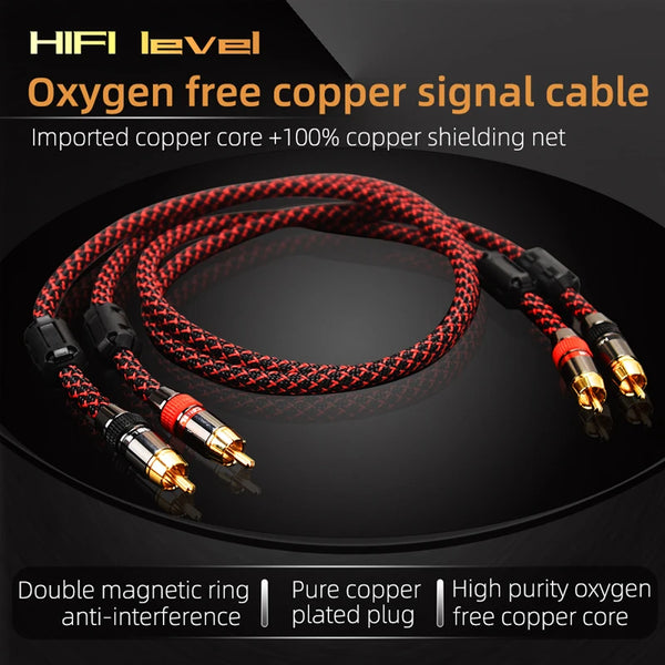 Hi-Fi 2RCA to 2RCA Audio Cable – High Quality 4N OFC, Male-to-Male RCA Cable, Independent Main-Core Shielding, One Pair
