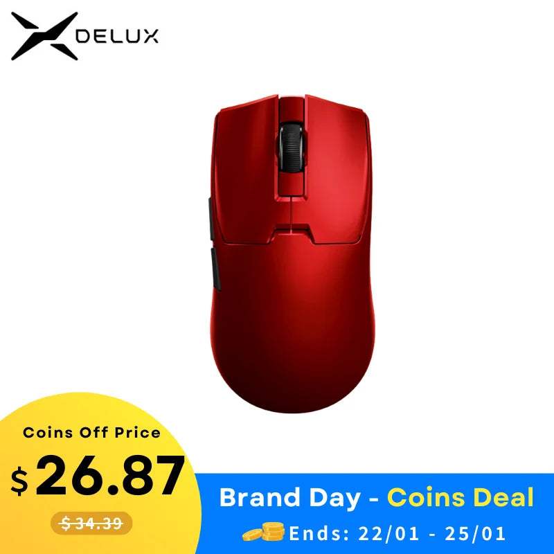 Delux M800 Mini Wireless Gaming Mouse – 46g Ultralight, 2.4G Wireless, RGB, Honeycomb Design, PAW3395/PAW3311, 1KHz Polling, for Small–Medium Hands