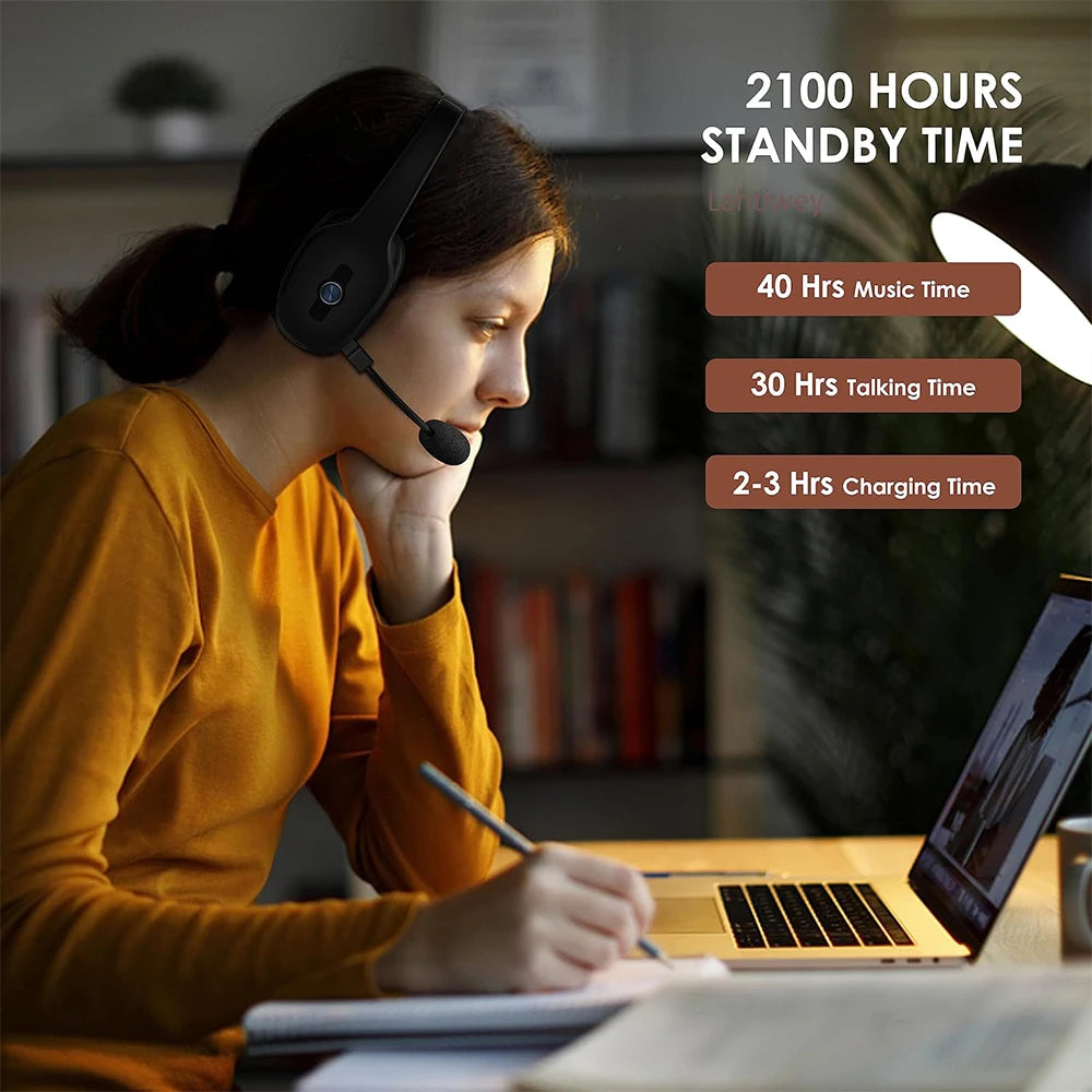 Wireless Trucker Bluetooth Headset with Mic – On-Ear Headset for Phone, PC & Home Office