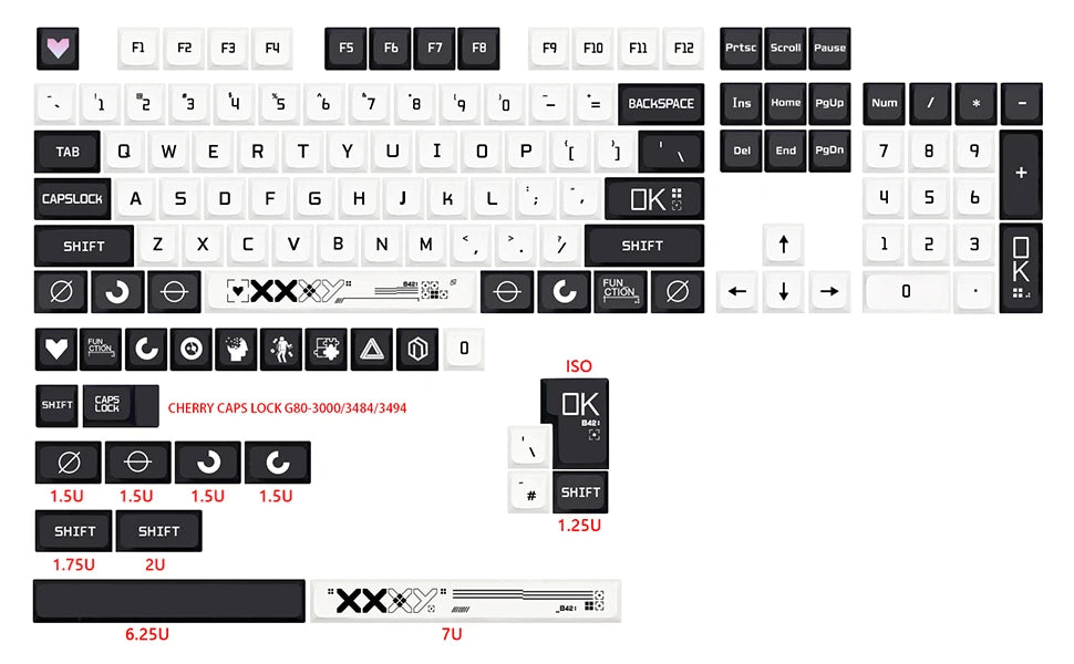 Printstream Theme XDA Keycaps – German / French / Spanish ISO Layout, Dye-Sub, for TKL87 / GMMK Pro / 7U AZERTY Keyboard