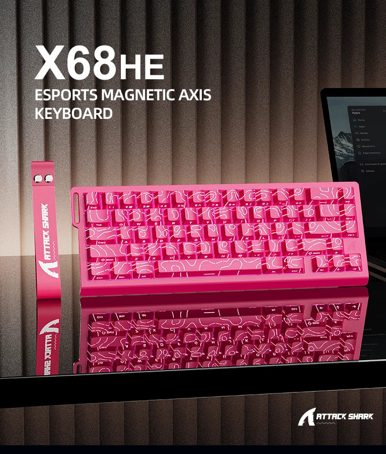 ATTACK SHARK X68HE Magnetic Mechanical Keyboard – Red Switch, Wired, 0.01mm Rapid Trigger, 8000Hz, SOCD/RS, 0.125ms, 128K Rate