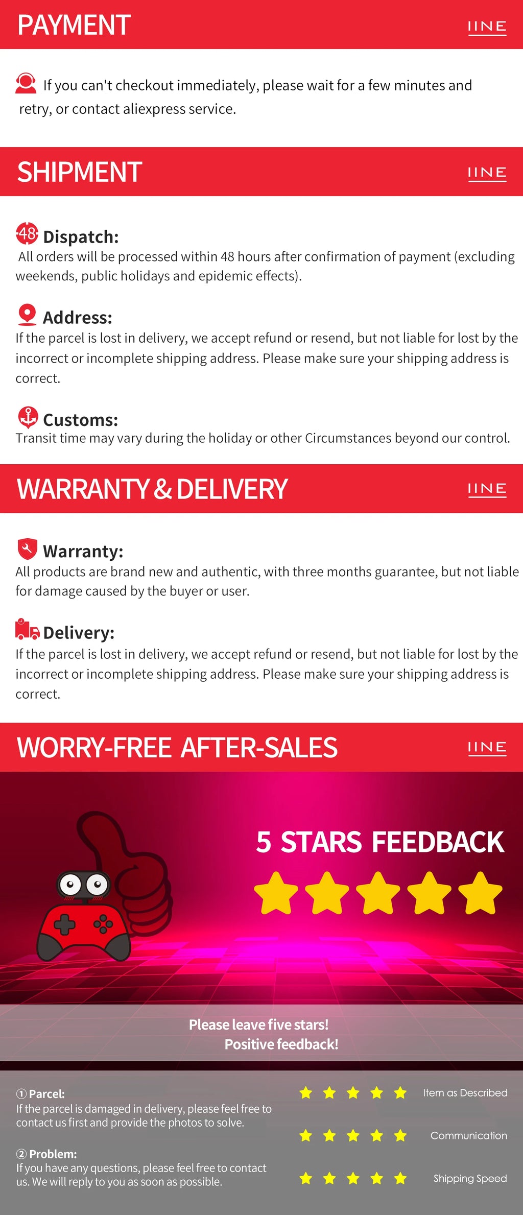 INE Retro Red Pocket Controller - Hall Effect Joysticks, 1000Hz Polling Rate, 6-Axis Gyro, Portable for Switch/PC/Mobile