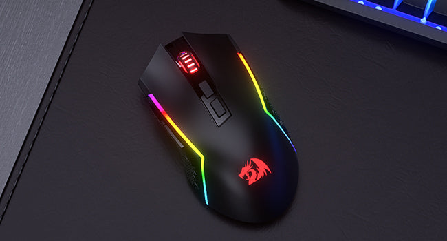 Redragon M693 LIT Wireless Gaming Mouse – 12,800 DPI, 3-Mode Connection (Bluetooth & 2.4G), 7 Macro Buttons