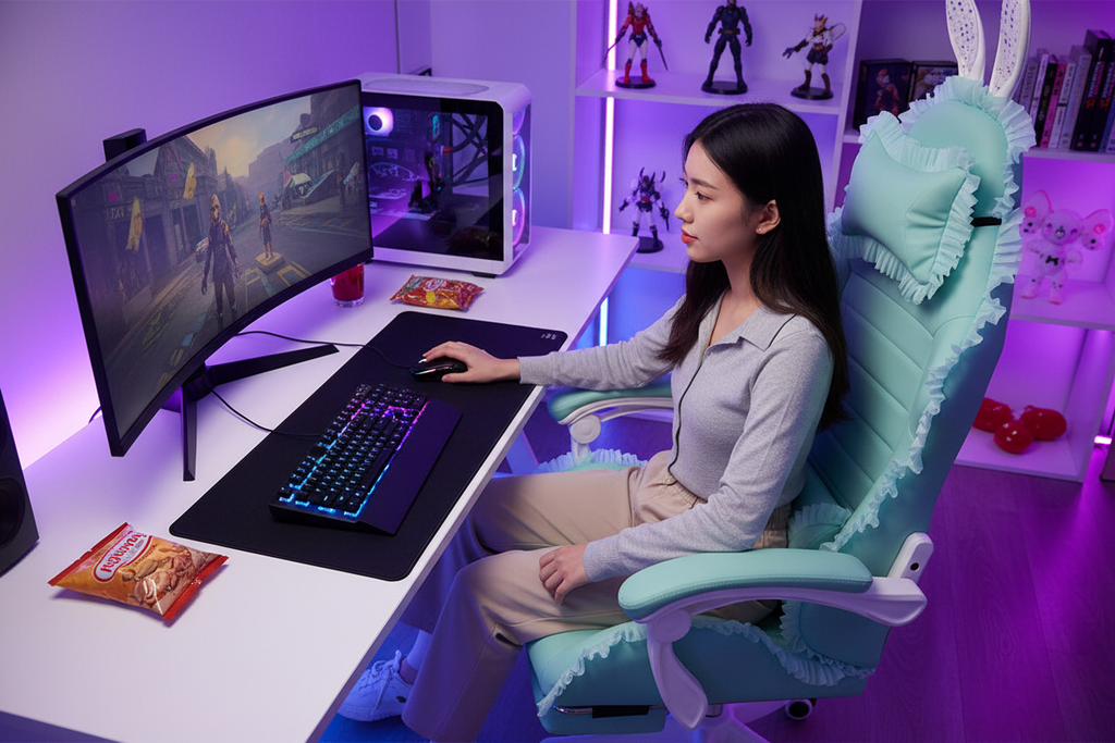 Home Comfort Gaming Chair with Asian Gamer