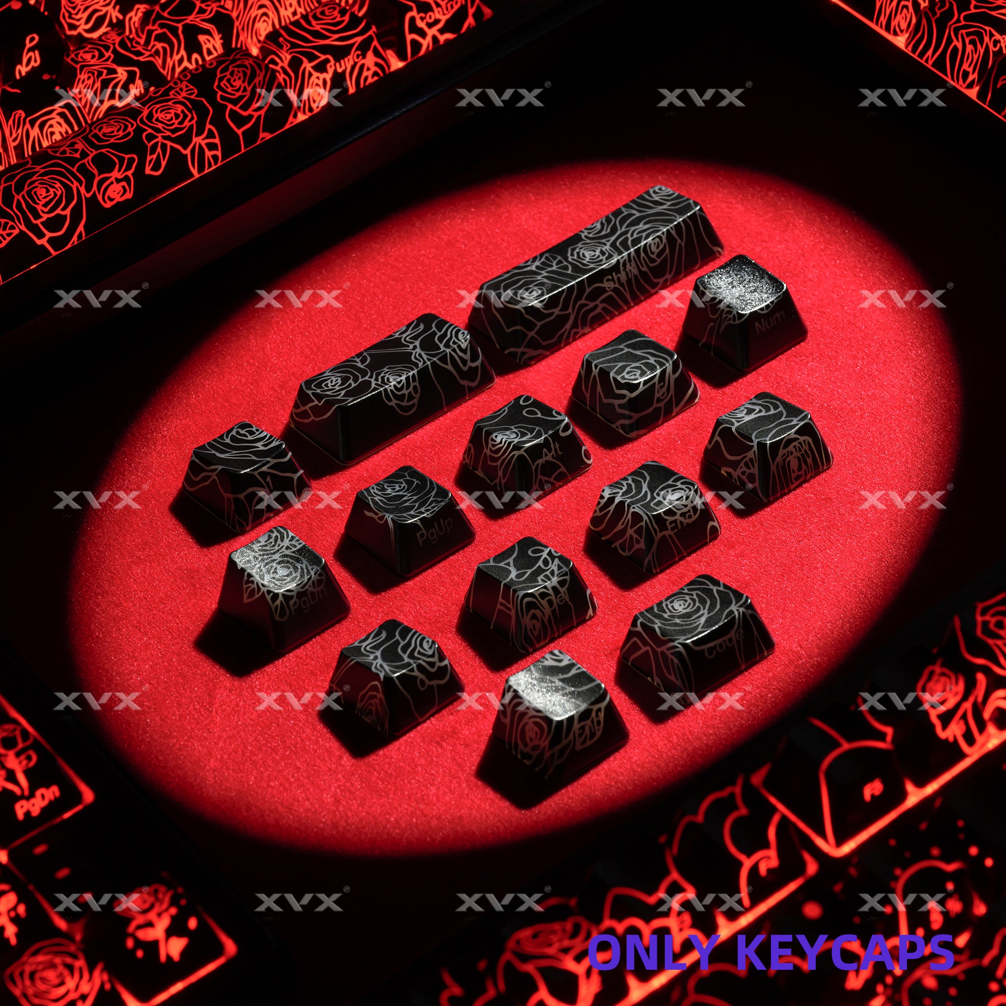 XVX Spider Web Keycaps – OEM Profile, Shine-Through IMD-Tech Keycap Set, 118 Keys, Black Backlight (Keycaps Only)